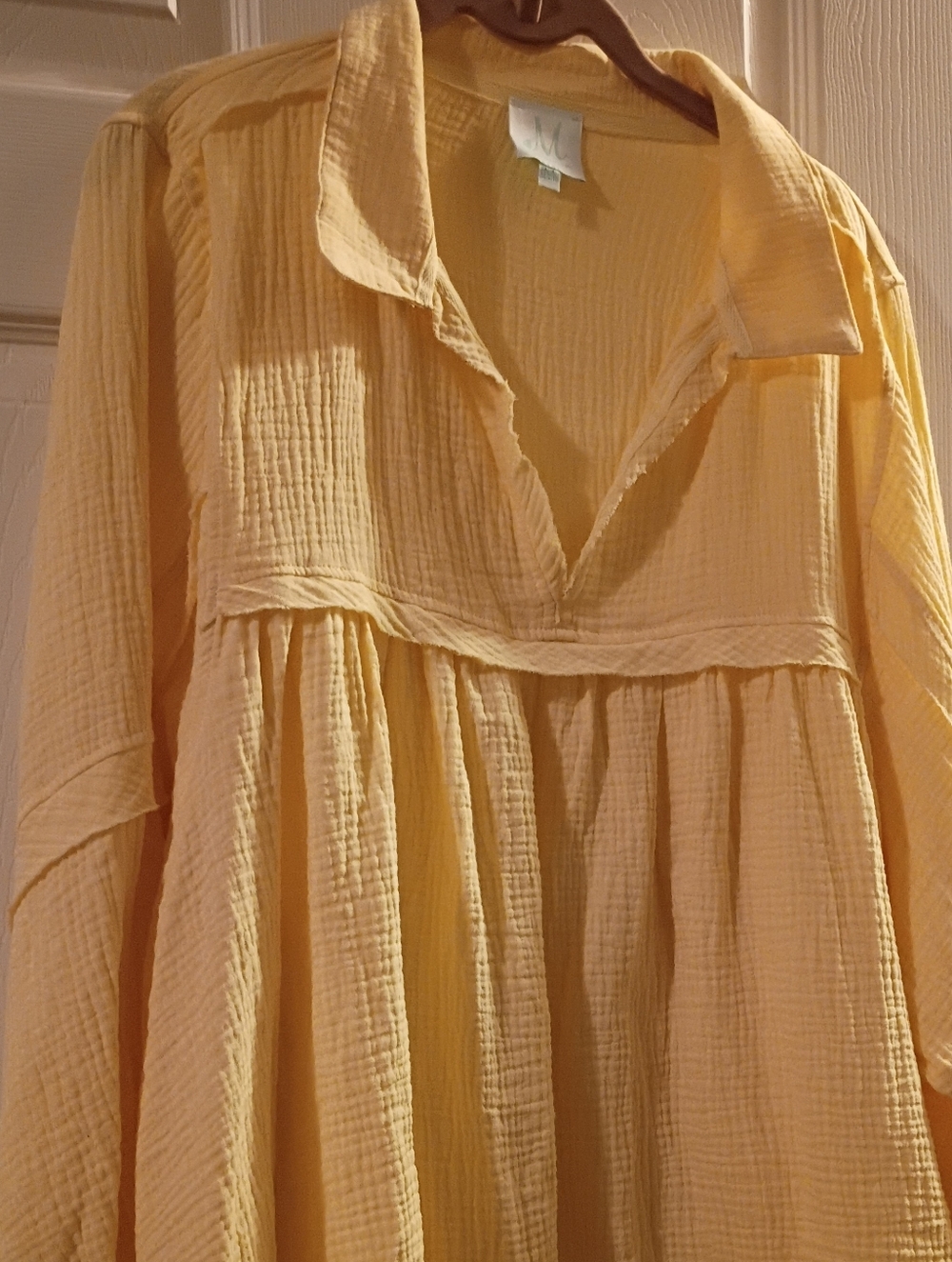 Mint Lightweight Yellow Gauze Peasant Blouse